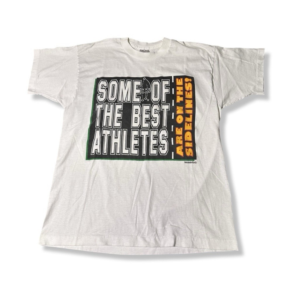 Vintage Best Athletes Are On The Sidelines White Graphic T Shirt Size Large 90s